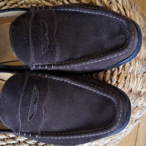 Dunhill Mens Luxury Brown Suede‎ Penny Loafers Black Rubber Soles EU43/US9